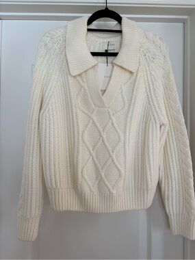 DISSH cable knit v neck sweater- NWT